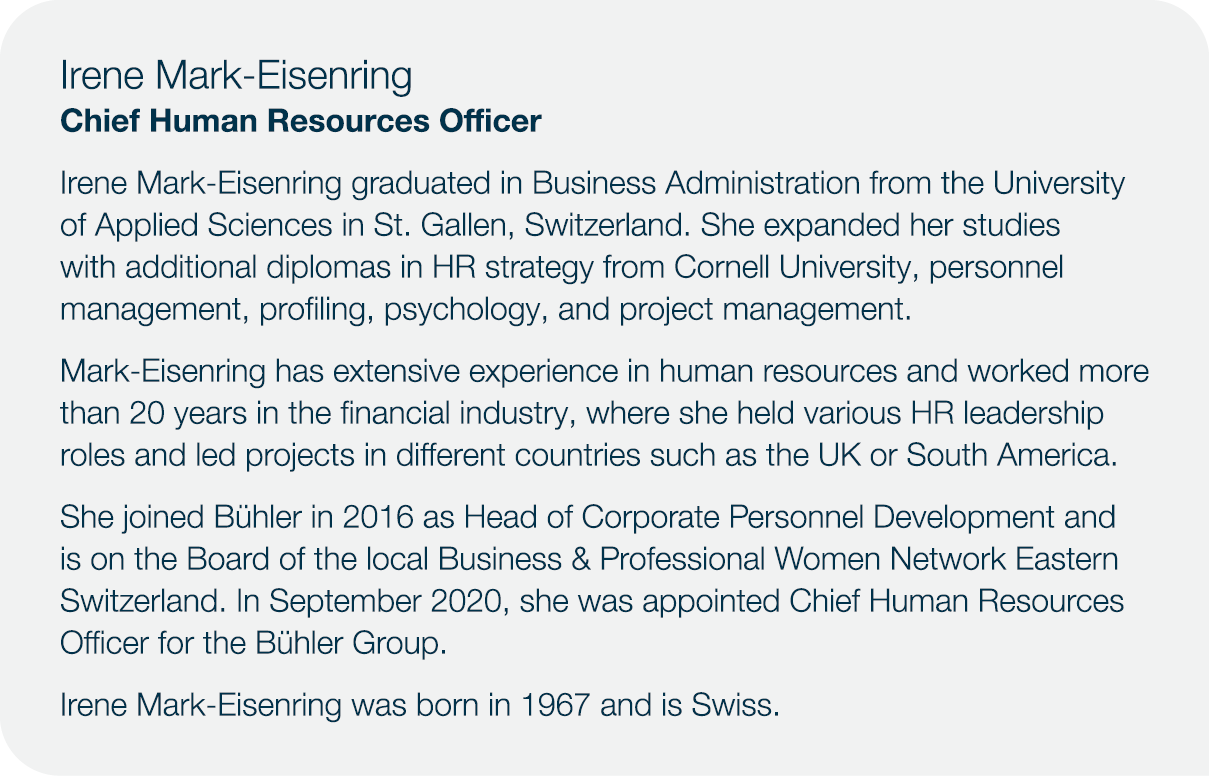Irene Mark Eisenring Chief Human Resources Officer Irene Mark Eisenring graduated in Business Administration from the...